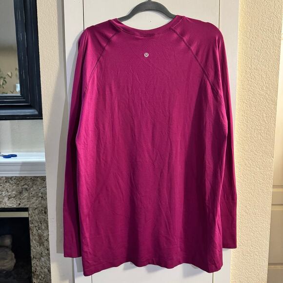 Lululemon Swiftly Tech Long-Sleeve Shirt 2.0 Waist Length Raspberry Activewear - Picture 4 of 6